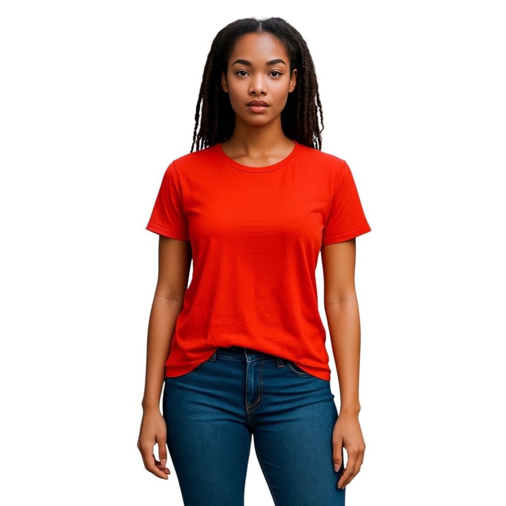 (F-160)Michael Kors Orange Blouse Top Women Size L Short Sleeve 100% Rayon Casua